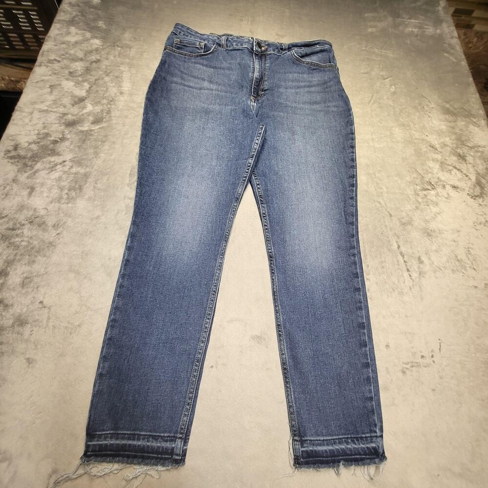 Lee Jeans Womens 18 Blue Slim Ankle Distressed Stretch Denim Cotton Blend